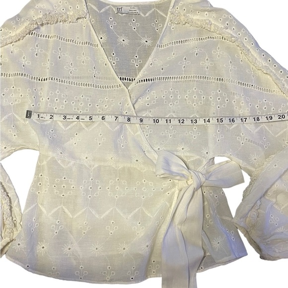 Zara Trf Collection Off-White Sheer Eyelet Fringe Wrap Boho Blouse - Sz S - Picture 16 of 16